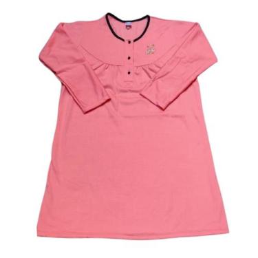 Imagem de Camisola Flanelada Senhora Botoes Frente Manga Longa Inverno - dani li
