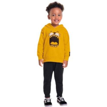 Imagem de Conjunto Infantil de Inverno Masculino Moletom com Capuz e Calça 100% 