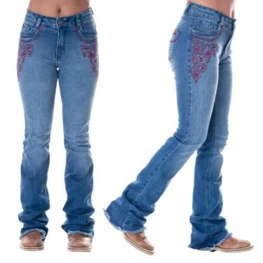Imagem de Calça Country Bordada Feminina Original TexasFarm Jeans Flare - Ref. P