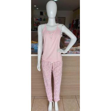Imagem de Pijama feminino de algodão - pijamas linhas e tons, Rosa, G