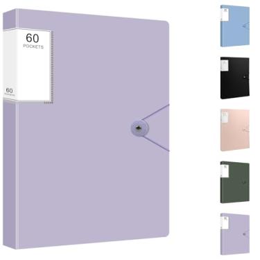 Imagem de Fichário de arte, livro de apresentação com mangas transparentes, pasta de 60 bolsos com mangas de plástico, pastas de apresentação para organizador de documentos de arte