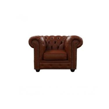 Imagem de Poltrona Chesterfield De Couro Conhaque Couro Natural Conhaque Mempra Móveis
