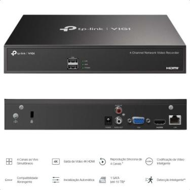 Imagem de Gravador De Vídeo em Rede POE De 4 Canais VIGI NVR1004H4P TPLINK TPN04