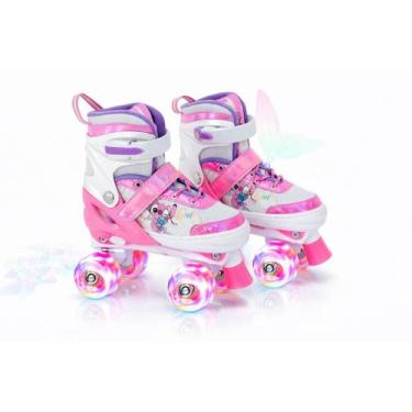 Imagem de Patins Quad Stitch 4 Rodas Infantil Com Luz de Led Tamanho Ajustavel +