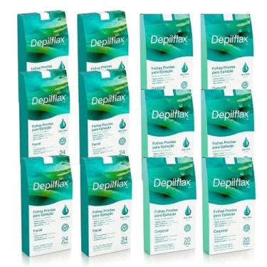 Imagem de 6CX Folhas Prontas Corporais+6CX Faciais Depilflax Aloe Vera - Lilabel