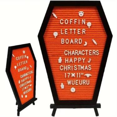 Imagem de Placa De Letras Preta 17x10.5 Polegadas Em Formato De Caixão Com Supor