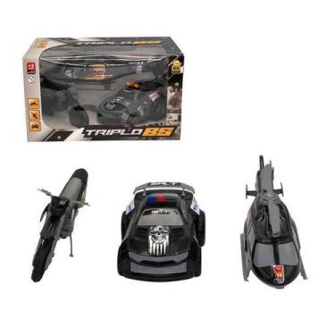 Imagem de Triplo BS Kit polícia com Carro, Moto e Helicóptero - BS Toys