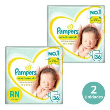 Imagem de Pack 2 Fraldas Pampers Recém-nascido Premium Care Rn 36 Unid