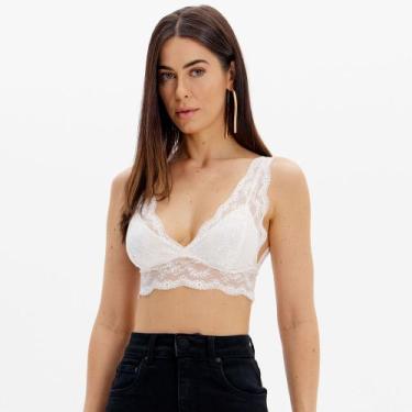 Imagem de Top Cropped Lança Perfume De Renda Ou25 Bege Feminino, G
