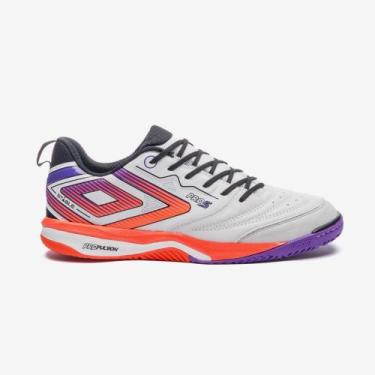 Imagem de Chuteira Futsal Umbro Pro 5 Stable Cor:Branco/roxoGenero:MasculinoTama