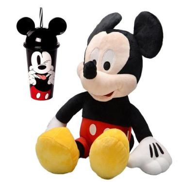 Imagem de Kit Mickey de Pelúcia de 45cm com falas em Português + Copo Com Orelha