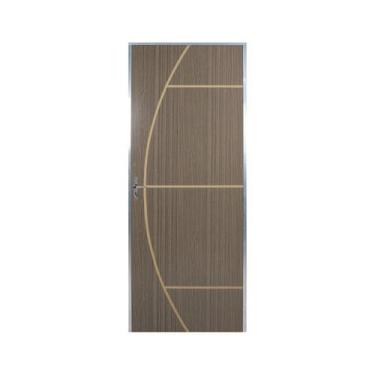 Imagem de Kit Porta de Madeira Decorada 212x95cm com Batente de Aluminio 3,6cm G
