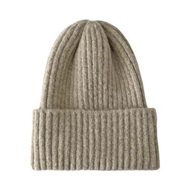 Imagem de Gorro Feminino De Inverno Em Tricô Quente E Macio Estilo Kpop Moderno 