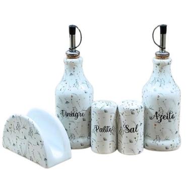 Imagem de Kit Galheteiro - Porcelana Decorada - Arabesco Peças:5pçs - Antilope D