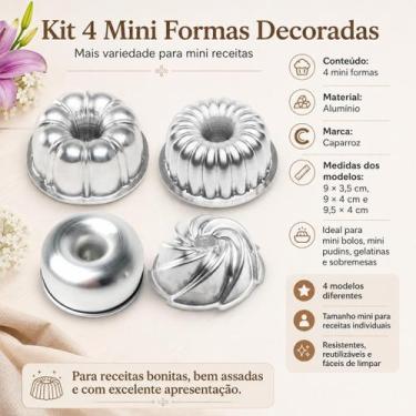 Imagem de Kit 4 Mini Formas Decoradas Caparroz Alumínio Suíça Vulcão para Mini B