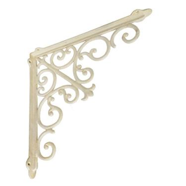 Imagem de NACH Suportes de prateleira decorativos, 1 pacote de 38 x 5 x 38 cm, suportes de prateleira de parede de ferro fundido branco antigo - Suportes decorativos para estantes de livros - Suporte de