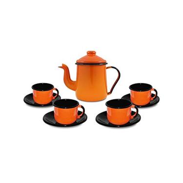 Imagem de Conjunto de Café Esmaltado Laranja - 9 peças - Linha Ewel
