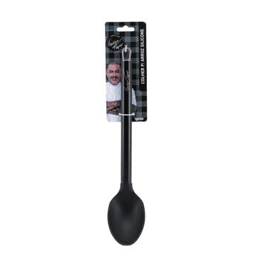 Imagem de Colher de Arroz Silicone Black Cabo Inox Premium Henrique Fogaça 33cm - Yazi