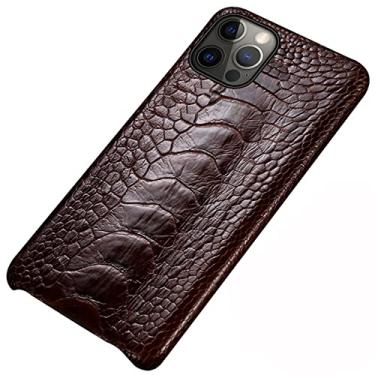 Imagem de GSYH Capa para iPhone 13 Mini/13/13 Pro/13 Pro Max, Capa traseira fina de couro legítimo Capa protetora à prova de choque Proteção de câmera, Marrom, 13 15,1 cm