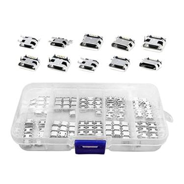 Imagem de FAKEME Micro USB 5 pinos fêmea conector adaptador adequado para ZTE HTC MP3/4/5, 10 modelos cada 5 peças com caixa