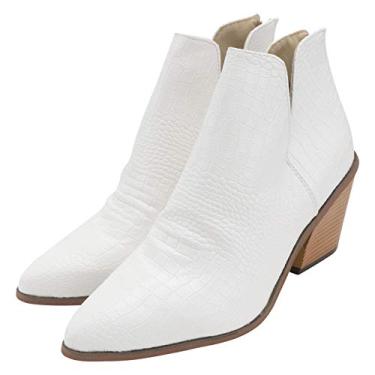 Imagem de 1 Par Bota Bico Fino Botas Sapatos Elegantes Branco Zíper Lateral Material Do Forro Do Sapato: Forro Pu (forro Único) Bota Antiderrapante