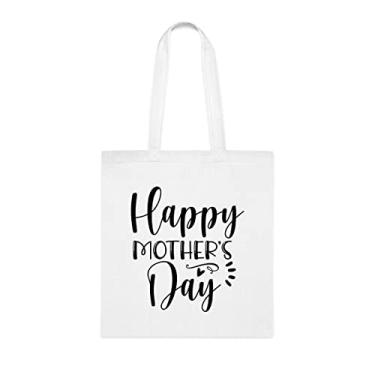 Imagem de Sacola Feliz Dia das Mães, para Mãe, Bolsa de Ombro para Mãe, Bolsas Reutilizáveis para Mãe, Presente para Mãe da Filha Favorita, Filho e Crianças, Branco