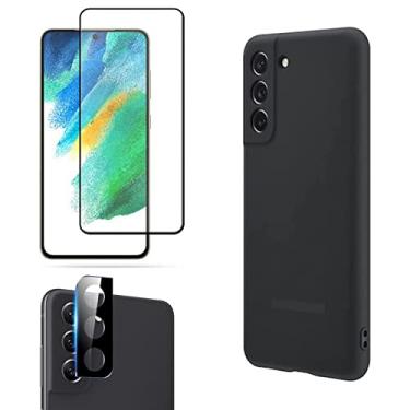 Imagem de Kit Capa Capinha Silicone Aveludada + Película 3D 9D + Película Câmera Compatível Galaxy S21 FE