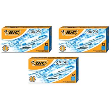 Imagem de BIC CSM11-BLU Clic Stic Retractable Ball Pen, Medium Point (1.0 mm), Blue Ink, 3-Pack, 36-Count