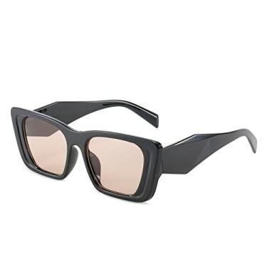 Imagem de Versátil simples olho de gato sexy óculos de sol retrô moda feminina tiro de rua óculos de temperamento uv400, chá preto, terno