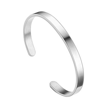 Imagem de Pulseira masculina, lisa, ajustável, de aço inoxidável, cor sólida, para adultos, decoração feminina, Metal