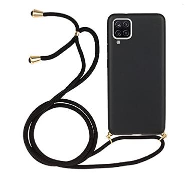 Imagem de Mobile phone accessories Para o material de palha de trigo Samsung for Galaxy A12 + estojo protetor de TPU com cordão phone case