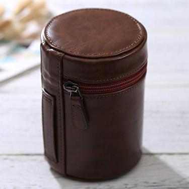 Imagem de HONGYAN capa da câmera Caixa de bolsa de couro PU com zíper ca caixa de bolsa de couro para lente de câmera DSLR, tamanho: 13x9x9cm acessórios para câmera