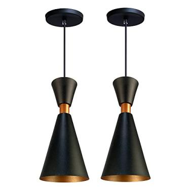 Imagem de Kit 2 Pendente Lustre Luminária Mini Pequim Preto 24cm