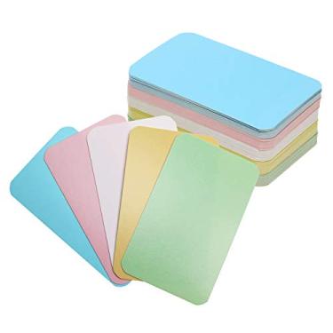 Imagem de Tupalizy 100 peças Pequeno papel Kraft papel cartão de visita mini cartão de visita de dois lados cumprimentar nome Vocabulário palavras cartões flash Graffiti scrapbookings DIY Etiqueta de presente, 5 Colors