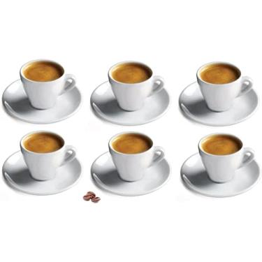Imagem de CUISINOX Conjunto de xícaras e pires de café expresso de porcelana branca, 59 ml, conjunto com 6