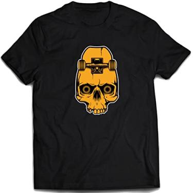 Imagem de Camiseta Caveira Skate Camisa Skull sk8 moda de rua Cor:Preto;Tamanho:M