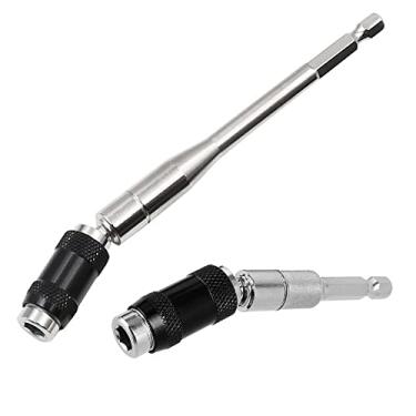 Imagem de Saipe Conjunto de 2 peças de suporte de broca pivô 1/4" Hex pivô suporte de ponta de broca de liberação rápida chave de fenda magnética suporte de broca ponta de broca haste de extensão para espaços ou cantos apertados, comprimento de 88 mm e 145 mm