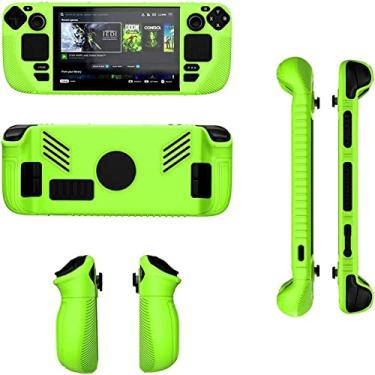 Imagem de Capa protetora de silicone antiderrapante à prova de choque para console de jogos para Steam Deck (Verde)