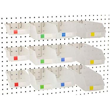 Imagem de Right Arrange Caixas de pegboard – Conjunto de 12, transparentes – Ganchos para qualquer placa de pinos – Organize ferragens, acessórios, acessórios, bancada, armazenamento de garagem, sala de artesanato, galpão de ferramentas, suprimentos para hobbies, peças pequenas..