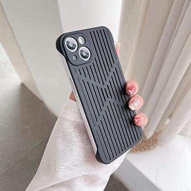 Imagem de Capa rígida ultrafina de malha de dissipação de calor para iPhone 11 13 14 Pro Max 12 Pro max Respirável Resfriamento Capa traseira oca fosca, preta, para iphone 11 Pro