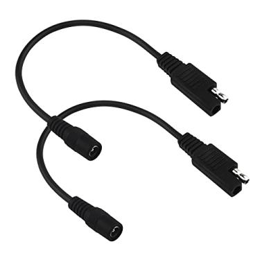 Imagem de WMYCONGCONG 2 cabos adaptadores de plugue SAE para DC 5,5 x 2,1 mm fêmea 25 cm 20AWG ou carros, motocicletas, painéis solares
