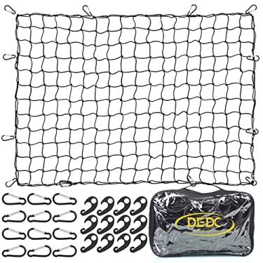 Imagem de DEDC Rede de carga de 1,2 m x 1,8 m para camionetas se estende até 2,5 m x 3,5 m, rede organizadora traseira de carro resistente universal pequena 10 x 10 cm, malha elástica de látex, compatível com SUV/trailer/Ford/Dodge RAM/Chevy/Toyota