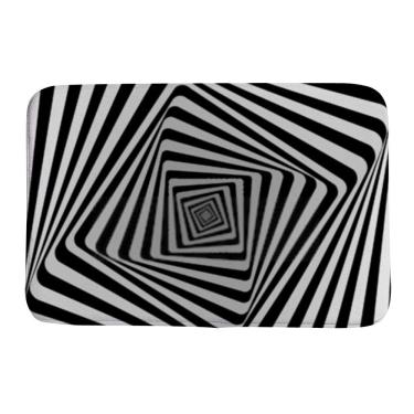 Imagem de Tapete de porta para banheiro super aconchegante preto e branco estampa quadrada tapete decorativo para banheiro interno e externo 91 x 61 cm