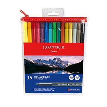 Imagem de Caneta Aquarelável Caran D'ache Fibralo Brush 15 Cores