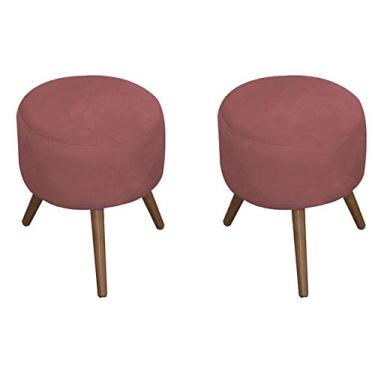 Imagem de Kit 2 Puff Redondo Paola Suede Rose - JRV Móveis