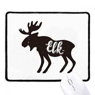 Imagem de Mousepad de animal preto e branco de alce com borda costurada Tapete de borracha para jogos