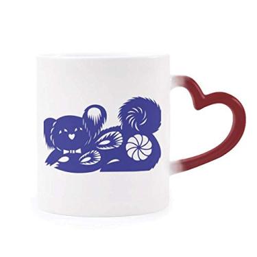 Imagem de Year Of Dog Animal China Zodíaco Padrão Sensível ao Calor Caneca de Grés Mudança de Cor Vermelha