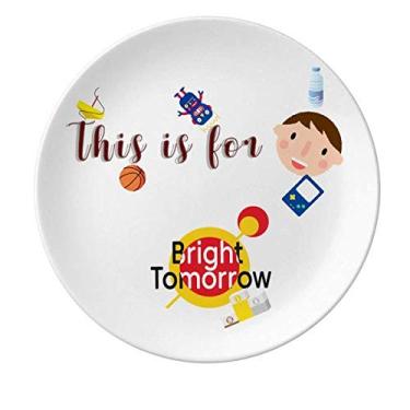 Imagem de Prato de porcelana infantil Pure Happiness Hope para jantar redondo Prato menino homem