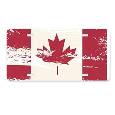 Imagem de DIYthinker Etiqueta de aço inoxidável para decoração de placa de licença preta e vermelha com sabor do Canadá