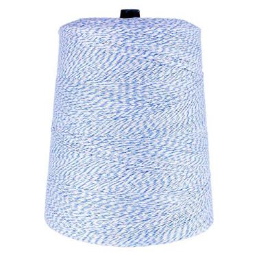 Imagem de Barbante de algodão e poliéster com 4 camadas variegado – cone de 900 g – Fio para cozinha padaria para todos os fins de uso em casa (azul e branco)